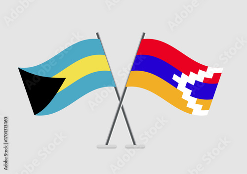 Bahamas and Nagorno-Karabakh Republic vector flags image ideal for posters or prints