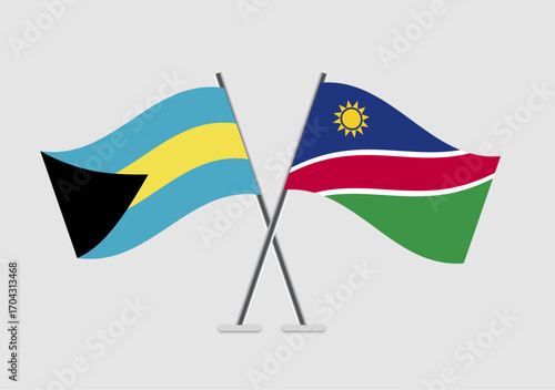 Bahamas and Namibia vector flags arranged for visual balance