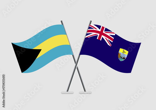 Bahamas and Saint Helena vector flags with subtle design aesthetic