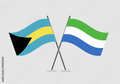 Bahamas and Sierra Leone vector flags icon for global cooperation