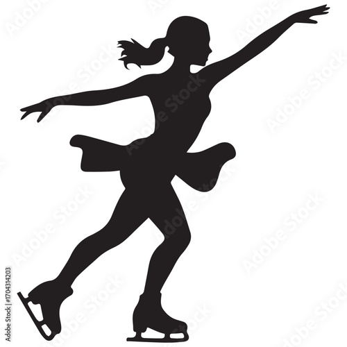 Silhouette of a figure skater performing a graceful pose on ice