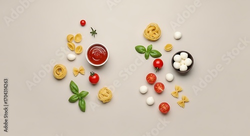 Italian Pasta Ingredients Arrangement.