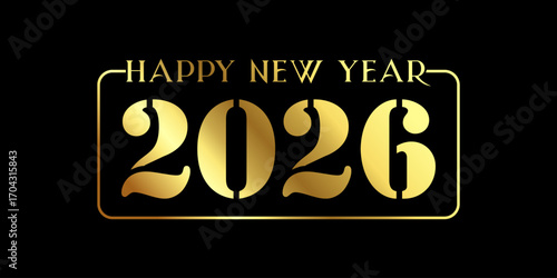 Happy new year 2026 text design for banner card template vector illustration.