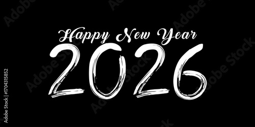 Happy new year 2026 text design for banner card template vector illustration.