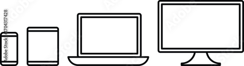 Set of device line icons. Digital Devices Vector Illustration