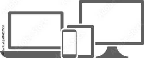 Laptop, Tablet, Smartphone & Desktop Computer Vector Set