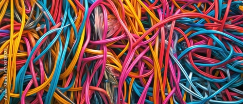 Wallpaper Mural Colorful tangled cables abstract technology background Torontodigital.ca