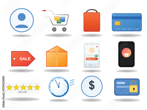 Ecommerce Shopping Icon Set Vector