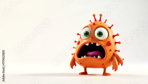 3D viruses and germs on white background