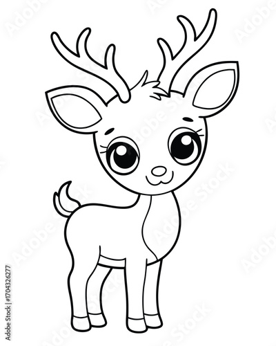 Cute stylized young deer with big eyes fawn young animal
