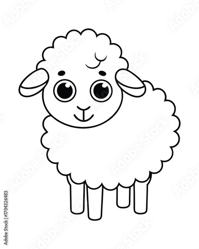 Fluffy cartoon sheep standing lamb animal