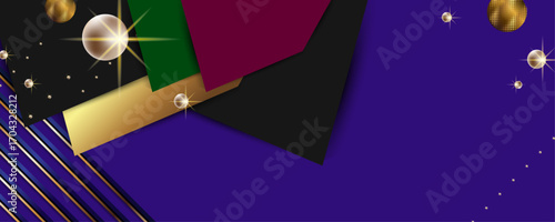 Abstract gold background luxury dark purple noble color plum eggplant and golden line template premium vector