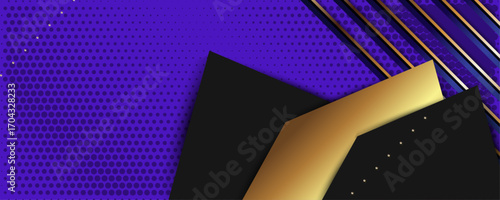 Abstract gold background luxury dark purple noble color plum eggplant and golden line template premium vector