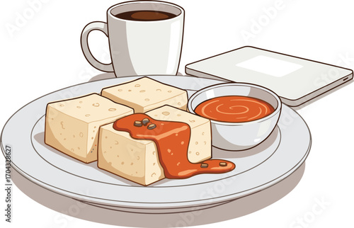 Modern Lifestyle Tofu Meal – Vector Art