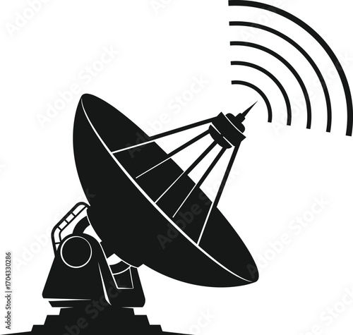Modern Satellite Dish with Signal Transmission Vector Art
