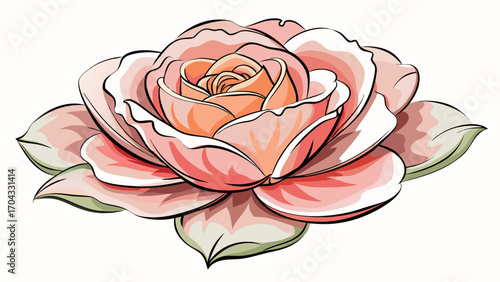 pink rose on white background