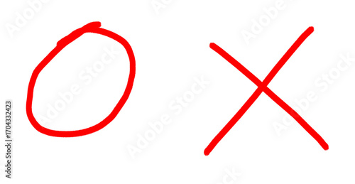 Vibrant red circle and cross communicate simple right and wrong choices concept.