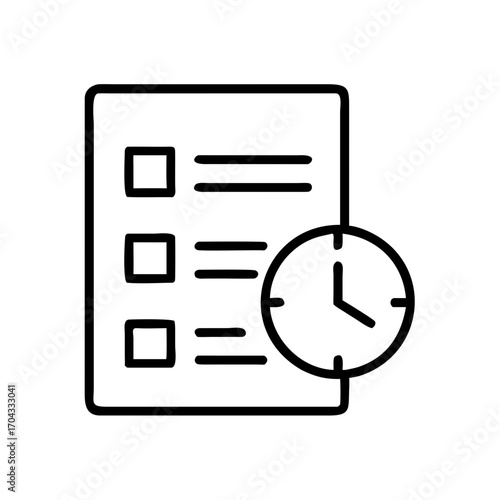 Checklist with clock symbolizing time management and organization  