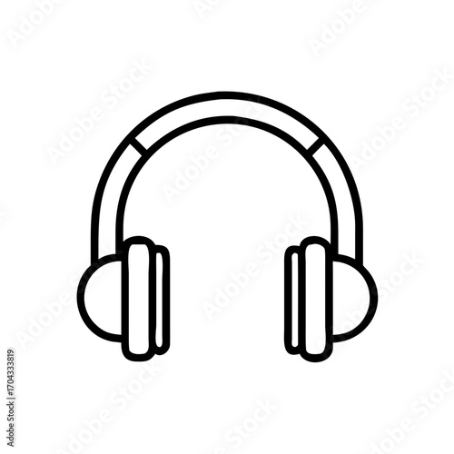 Headphones outline illustration in minimalist style on white background  