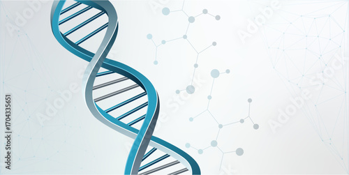 DNA Double Helix Structure Illustration, Genetic Molecule and Biotechnology Background for Medical Research, Genome Science, Healthcare, Bioinformatics and Molecular Innovation Concept Design