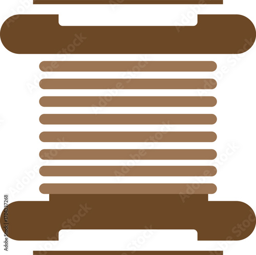 Ilustration of a spool of thread in the form of a logo or a concise print on the theme of sewing