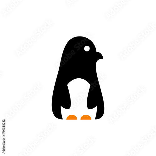 negative technology logo design of a penguin