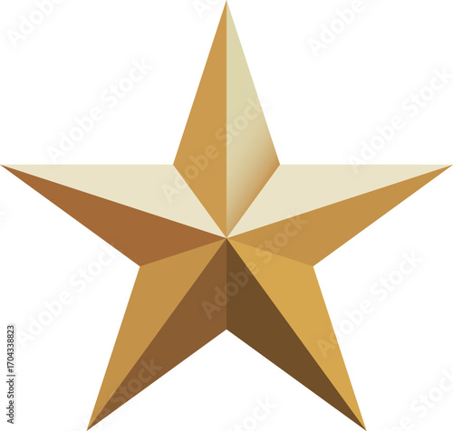 Gold star. Golden Christmas star isolated on white background. Nice illustration of a 3d look Gold star on white background. Star vector collection.