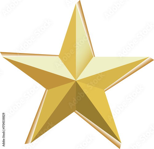 Gold star. Golden Christmas star isolated on white background. Nice illustration of a 3d look Gold star on white background. Star vector collection.