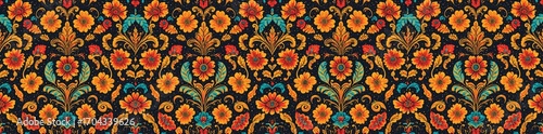Wallpaper Mural Vibrant Floral Baroque Pattern Torontodigital.ca