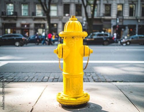 Bright yellow fire hydrant on city street (1)