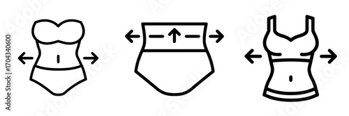 The icon, featuring waist, waistline, and weight loss, is linear and set against a white background, allowing for color editing