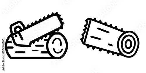 Working tools, construction, and manufacturing icons, including equipment icons, feature a saw on a white background