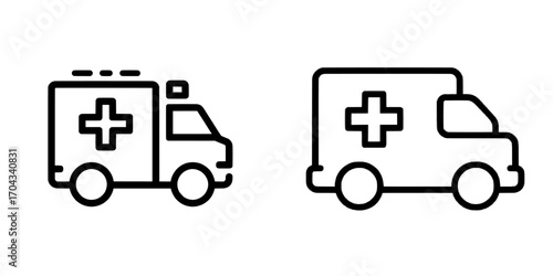 Modern illustration of an ambulance truck icon set against a white background