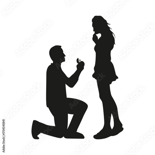 Wedding Proposal Silhouette - Love & Romance Illustration