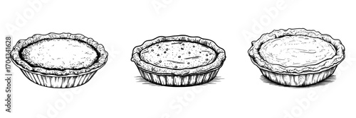 A modern icon of pumpkin pie is isolated on a white background, symbolizing a traditional bakery item for Thanksgiving day celebrations, and also a baked cake with jam serving as a cartoon element