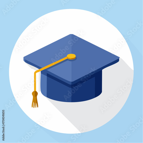 A Simplified Depiction of a Graduation Cap Against a Circular White Background