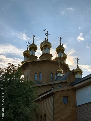 temple, christian temple, golden domes, church in russia, belgorod