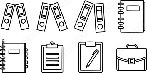 Binder icon line art, vector set