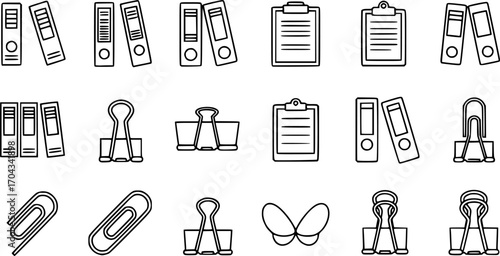 Binder icon line art, vector set