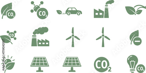 Low carbon dioxide icon Editable flat style