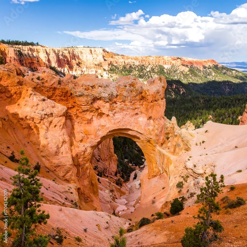 Canyon archway under a vibrant sky