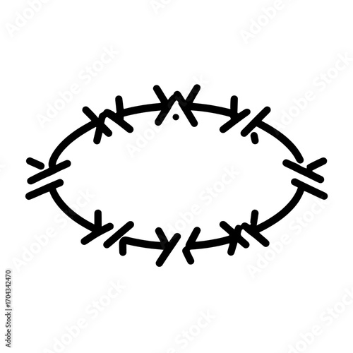 The concept of protection is illustrated by an isolated modern barbed wire icon on white background
