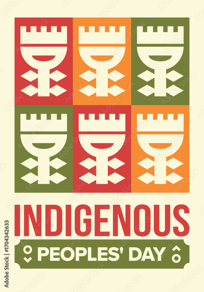 Fototapeta premium Indigenous Peoples' Day. Native American Day. American Indian culture. Heritage Month. Celebrate annual in United States. Tradition pattern. Poster, card, banner and background. Vector illustration