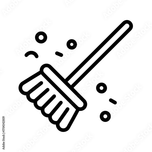 The Cleaning Brush icon is depicted as a simple web icon in a modern thin line illustration set against a white background
