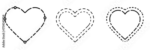 I love the airplane route, which represents romantic travel with a heart tracing the dashed line of plane routes on a modern illustration set against a white background