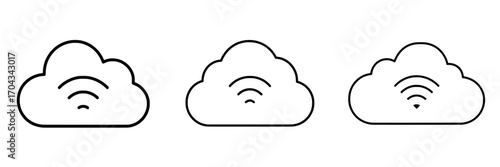 Modern illustration featuring a cloud IOT icon complete with wifi sign, symbolizing the Internet of Things on a white background
