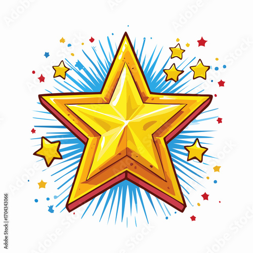 Golden Star Bursting with Energy and Sparkles - A Symbol of Achievement and Excellence