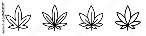 Modern illustration of a cannabis leaf icon inside a red prohibition circle on a white background, indicating no marijuana or drugs are allowed