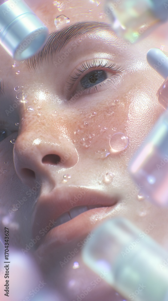 Fototapeta premium Glowing skin routine: Close-up of dewy skin
