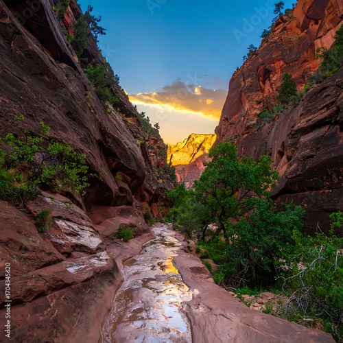 Canyon sunset, vibrant colors